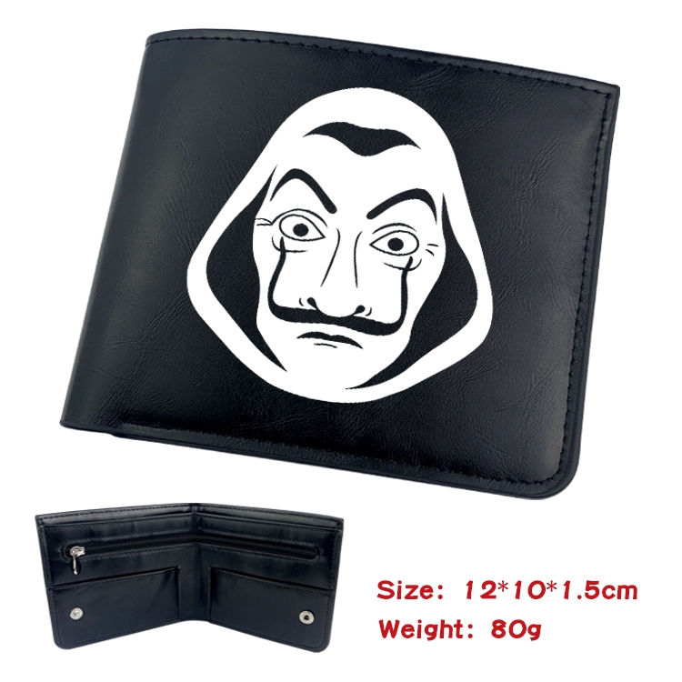 Money Heist Anime inner buckle magnetic buckle half fold wallet 22.5X13.5CM