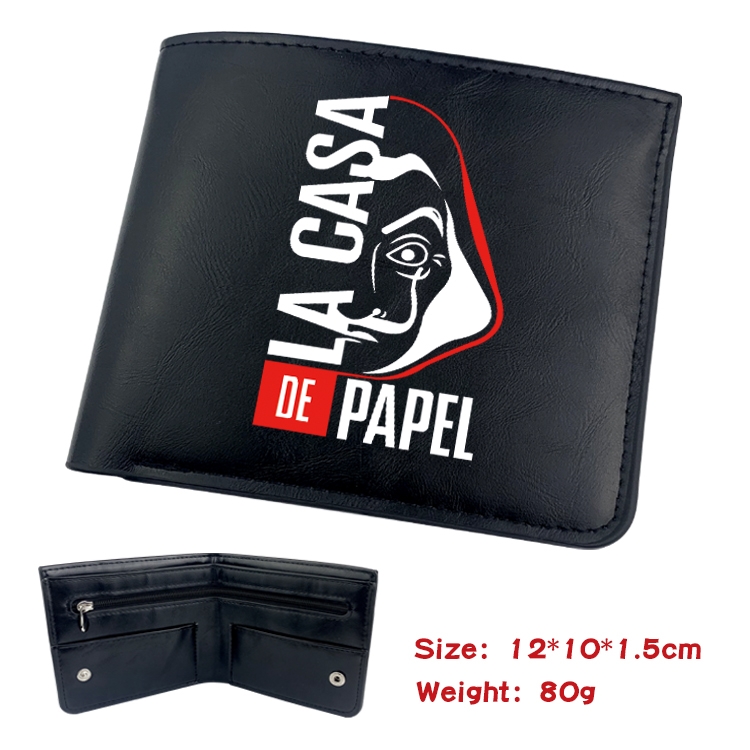 Money Heist Anime inner buckle magnetic buckle half fold wallet 22.5X13.5CM