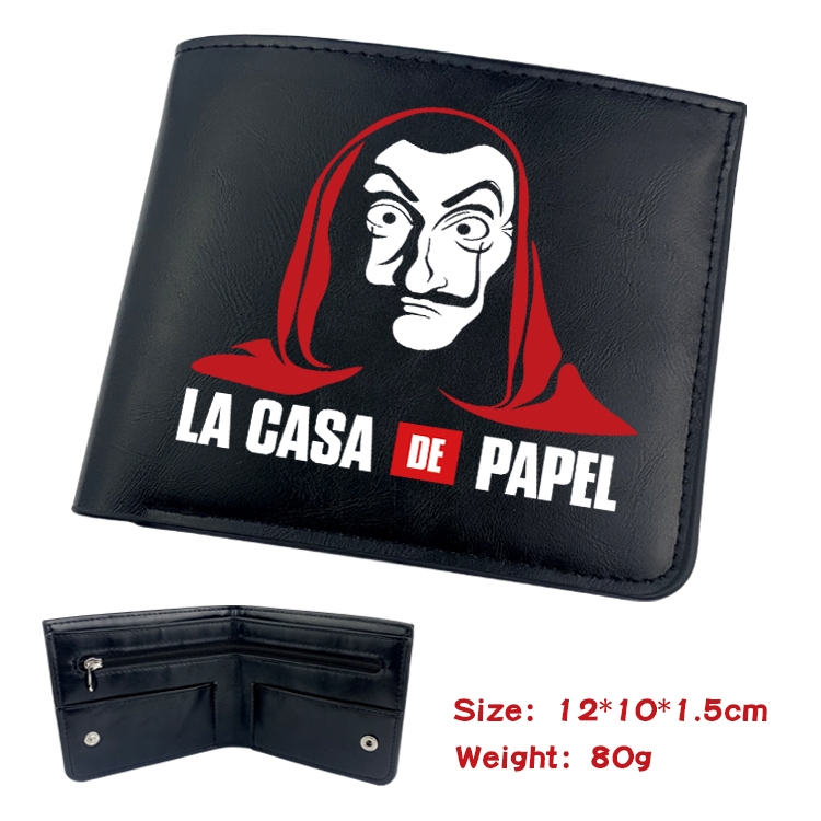 Money Heist Anime inner buckle magnetic buckle half fold wallet 22.5X13.5CM