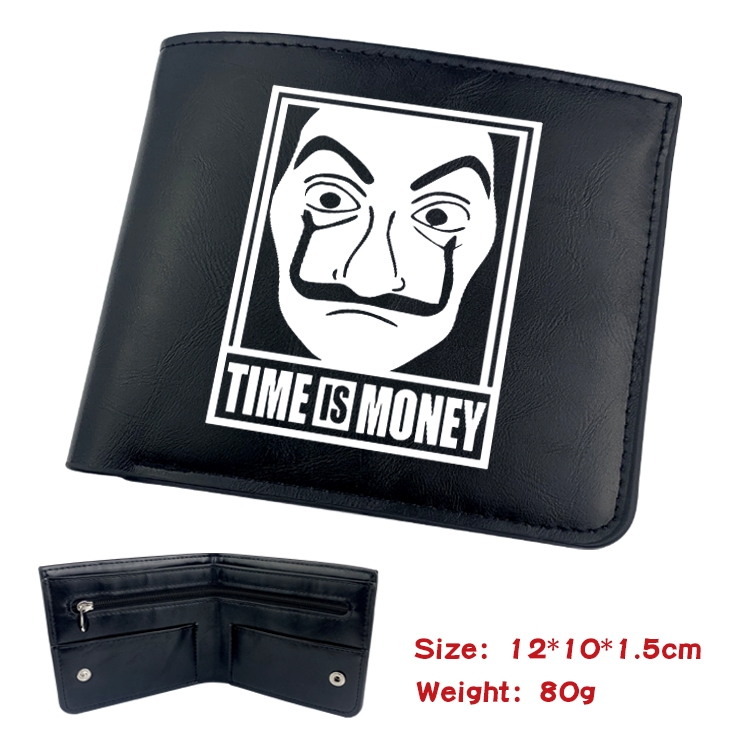 Money Heist Anime inner buckle magnetic buckle half fold wallet 22.5X13.5CM