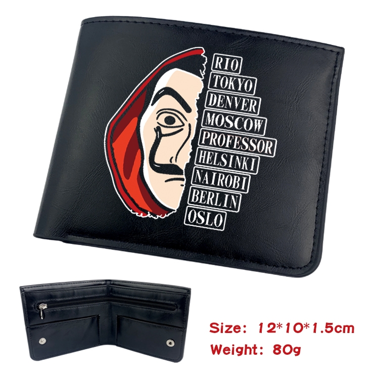 Money Heist Anime inner buckle magnetic buckle half fold wallet 22.5X13.5CM