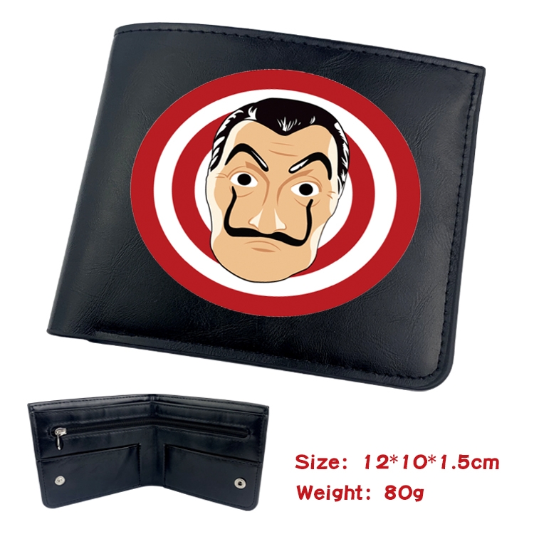 Money Heist Anime inner buckle magnetic buckle half fold wallet 22.5X13.5CM