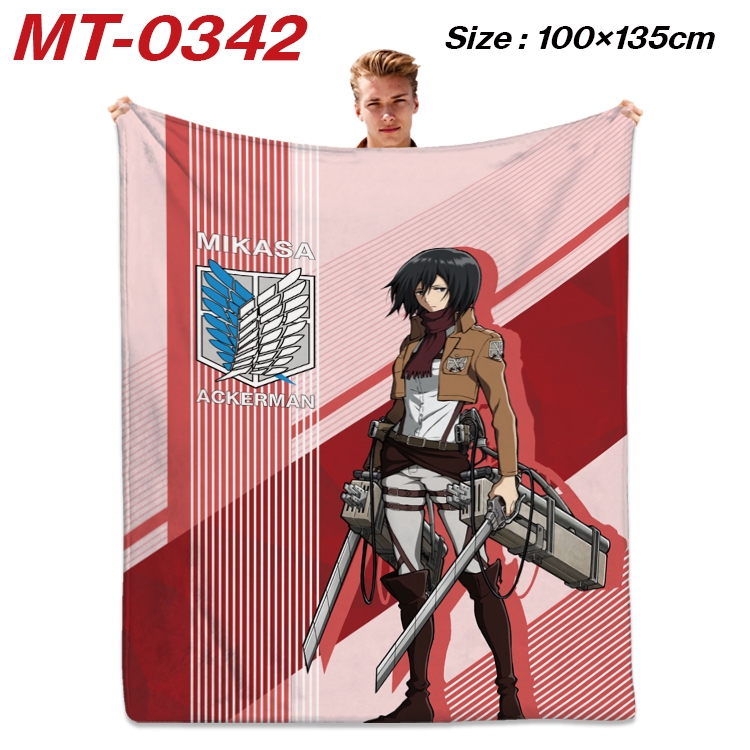Shingeki no Kyojin Anime Flannel Blanket Air Conditioning Quilt Double Sided Printing 100x135cm  MT-0342