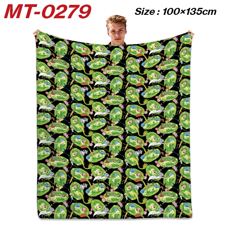 Rick and Morty Anime Flannel Blanket Air Conditioning Quilt Double Sided Printing 100x135cm MT-0279