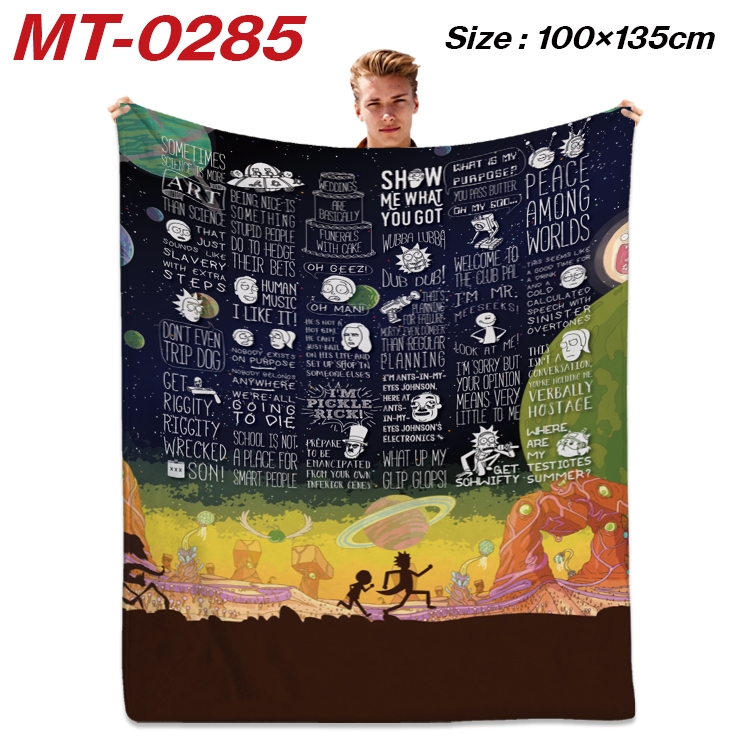 Rick and Morty Anime Flannel Blanket Air Conditioning Quilt Double Sided Printing 100x135cm  MT-0285