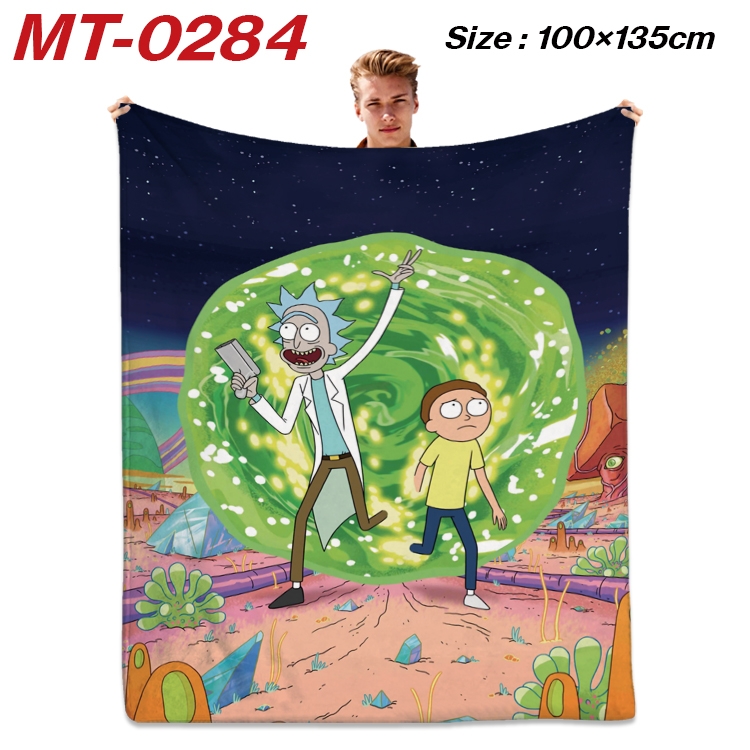 Rick and Morty Anime Flannel Blanket Air Conditioning Quilt Double Sided Printing 100x135cm MT-0284