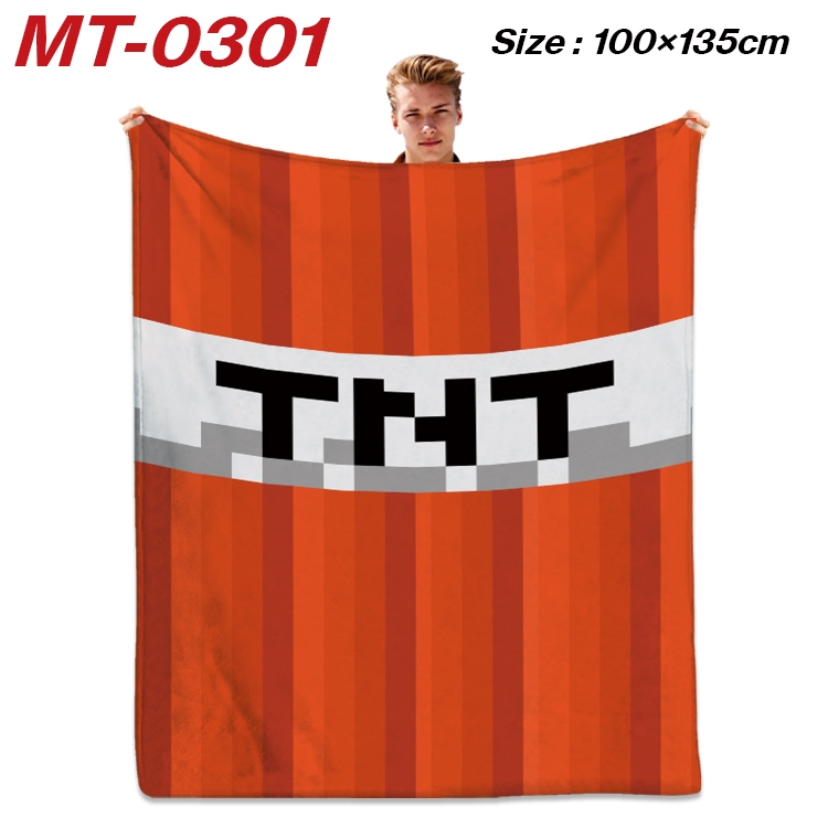 Minecraft Anime Flannel Blanket Air Conditioning Quilt Double Sided Printing 100x135cm MT-0301