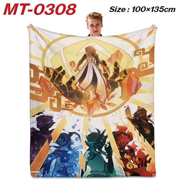 Genshin Impact Anime Flannel Blanket Air Conditioning Quilt Double Sided Printing 100x135cm  MT-0308