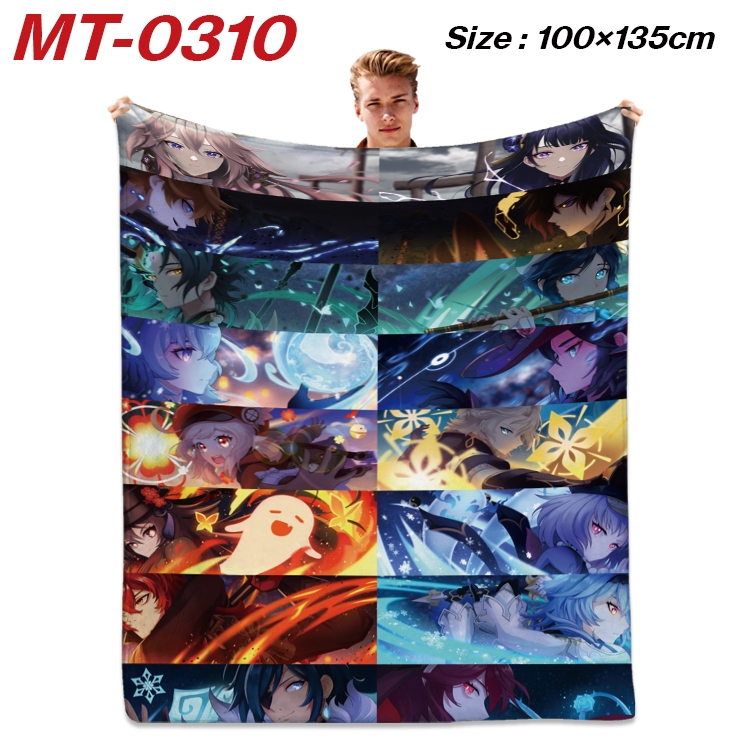 Genshin Impact Anime Flannel Blanket Air Conditioning Quilt Double Sided Printing 100x135cm  MT-0310