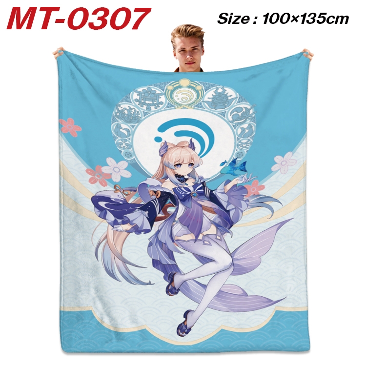 Genshin Impact Anime Flannel Blanket Air Conditioning Quilt Double Sided Printing 100x135cm MT-0307