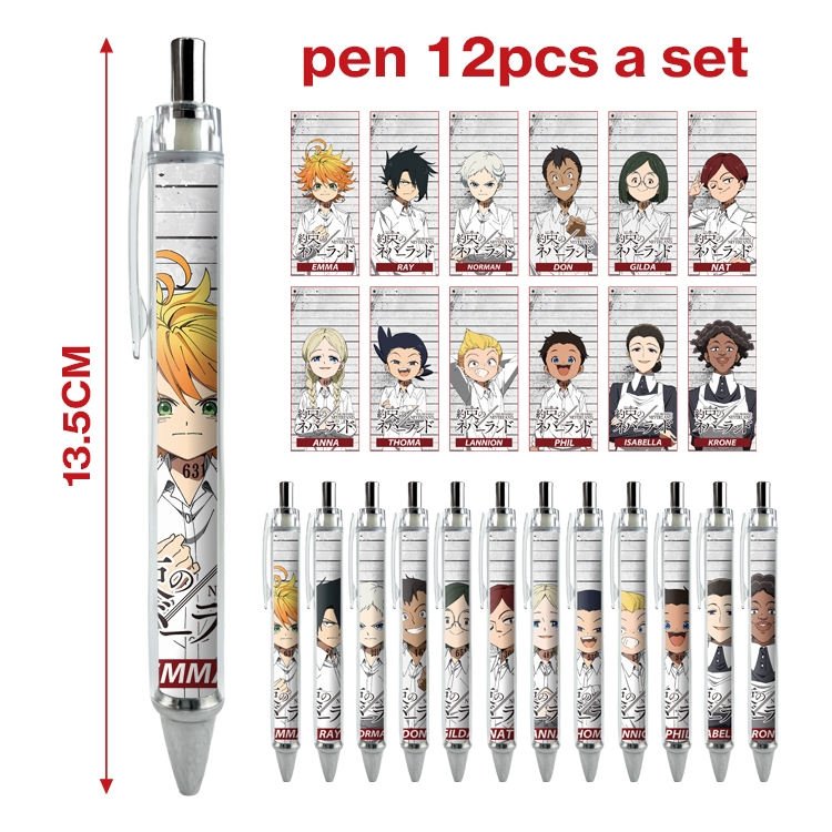 The Promised Neverla anime peripheral student ballpoint pen a set of 12