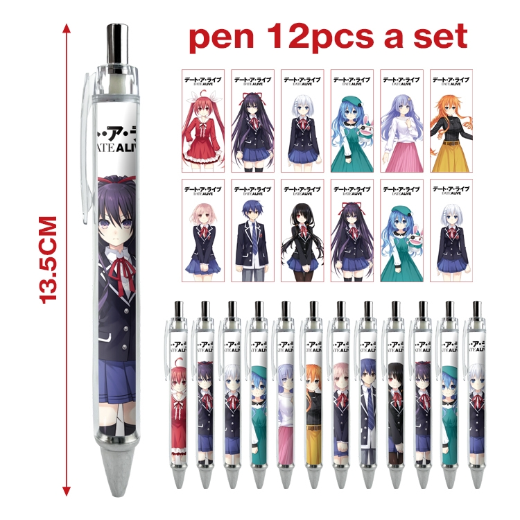 Date-A-Live anime peripheral student ballpoint pen a set of 12