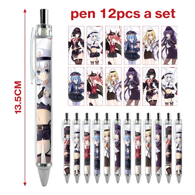 Date-A-Live anime peripheral student ballpoint pen a set of 12