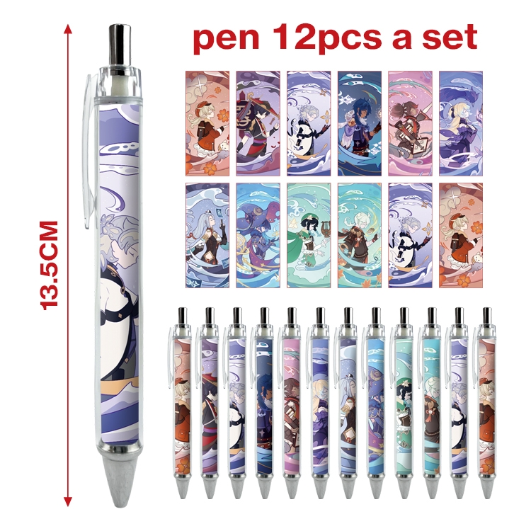 Genshin Impact anime peripheral student ballpoint pen a set of 12