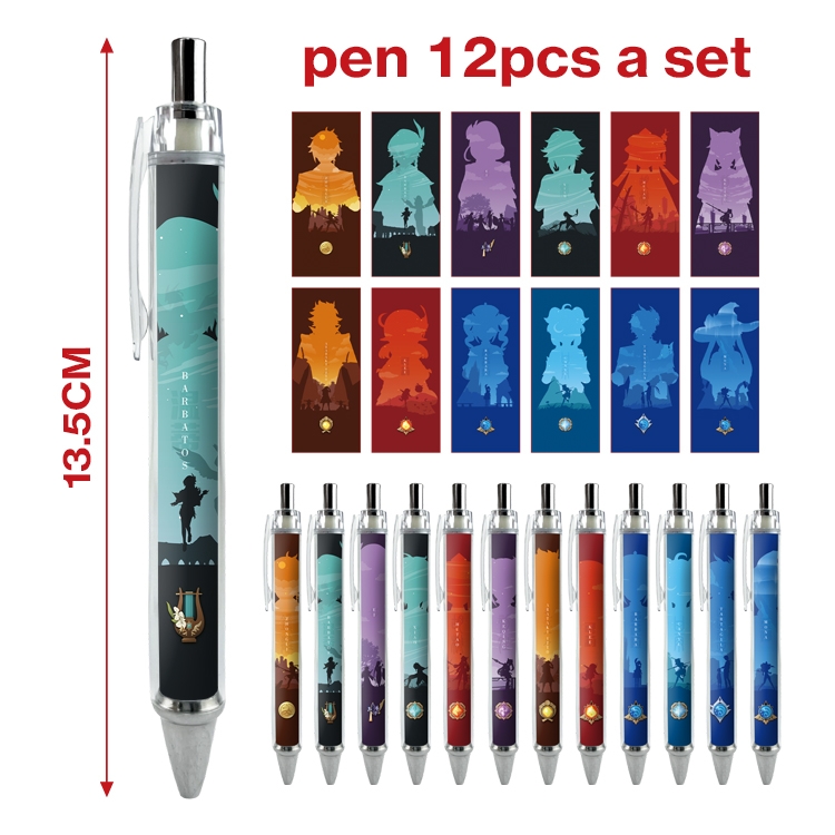 Genshin Impact anime peripheral student ballpoint pen a set of 12