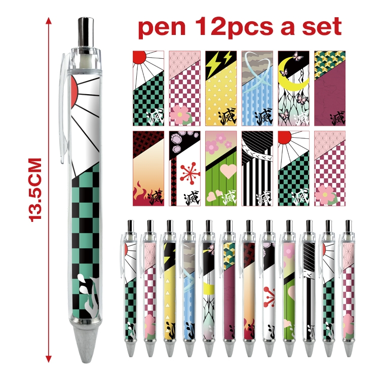 Demon Slayer Kimets anime peripheral student ballpoint pen a set of 12