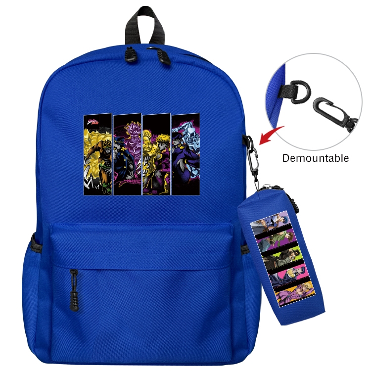 JoJos Bizarre Adventure Anime Backpack School Bag  Small Pencil Case Set 43X35X12CM