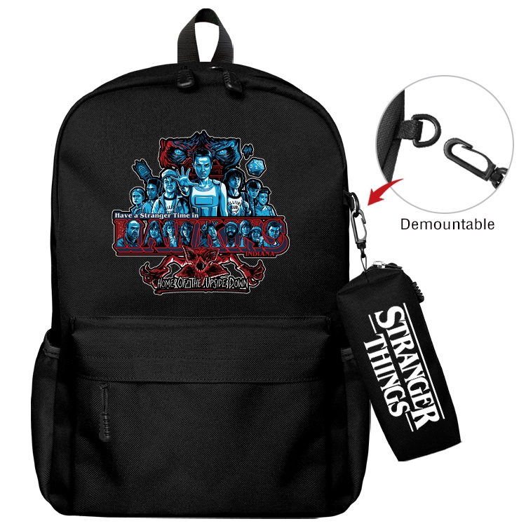 Stranger Things Anime Backpack School Bag  Small Pencil Case Set 43X35X12CM