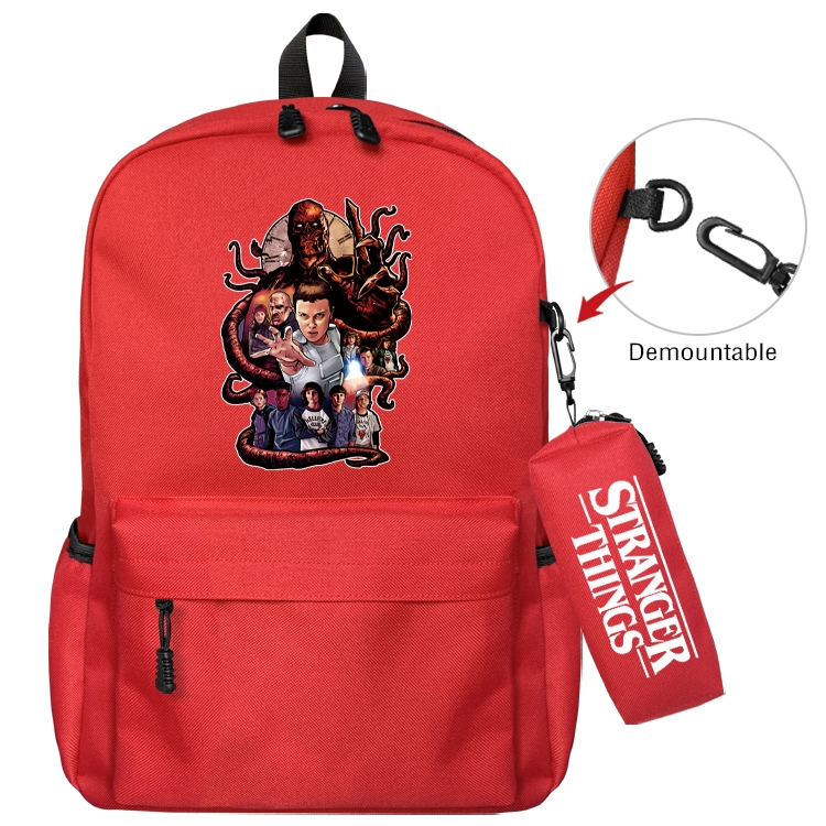 Stranger Things Anime Backpack School Bag  Small Pencil Case Set 43X35X12CM