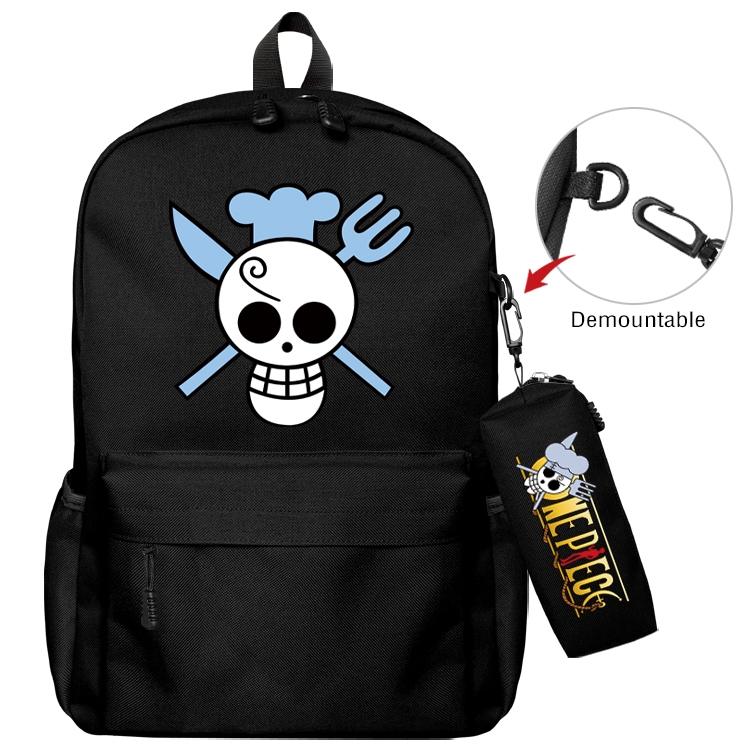 One Piece Anime Backpack School Bag  Small Pencil Case Set 43X35X12CM