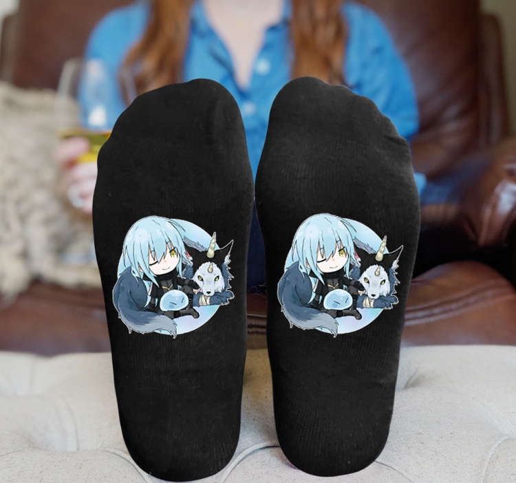 That Time I Got Slim Benimaru Shion Anime Knitted Print Socks Adult One Size Tube Height 15cm  