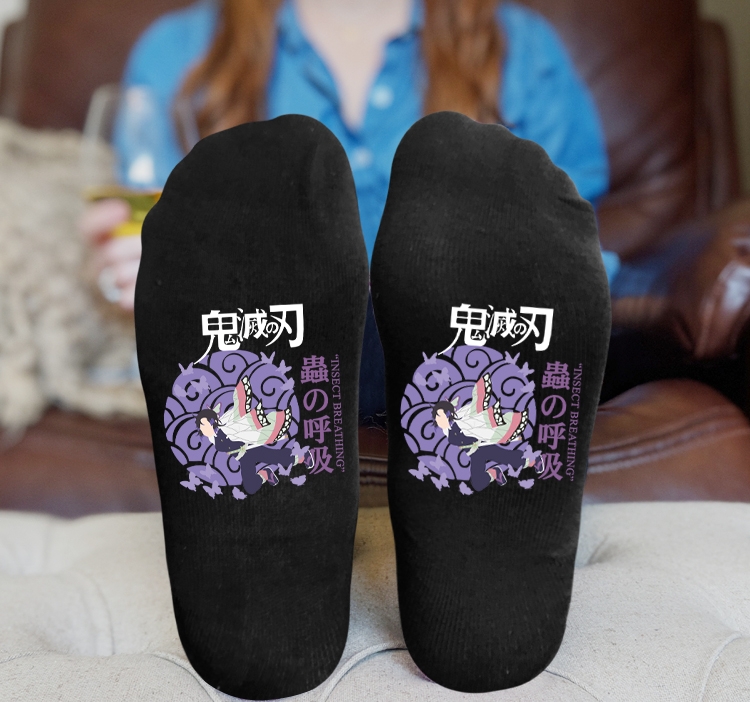 Demon Slayer Kimets Anime Knitted Print Socks Adult One Size Tube Height 15cm 4A