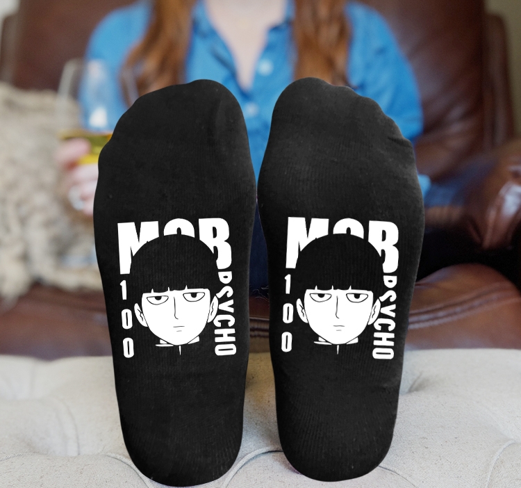 Mob Psycho 100 Anime Knitted Print Socks Adult One Size Tube Height 15cm 5A