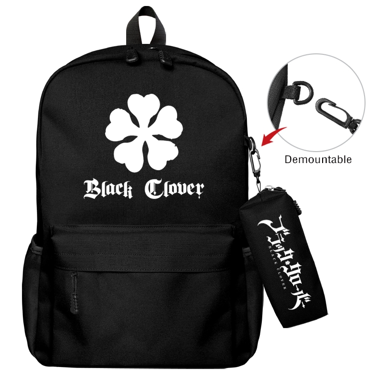 Black clover Anime Backpack School Bag  Small Pencil Case Set 43X35X12CM