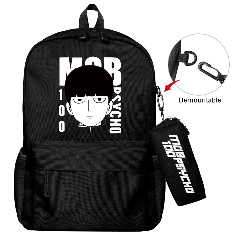 Mob Psycho 100 Anime Backpack School Bag  Small Pencil Case Set 43X35X12CM