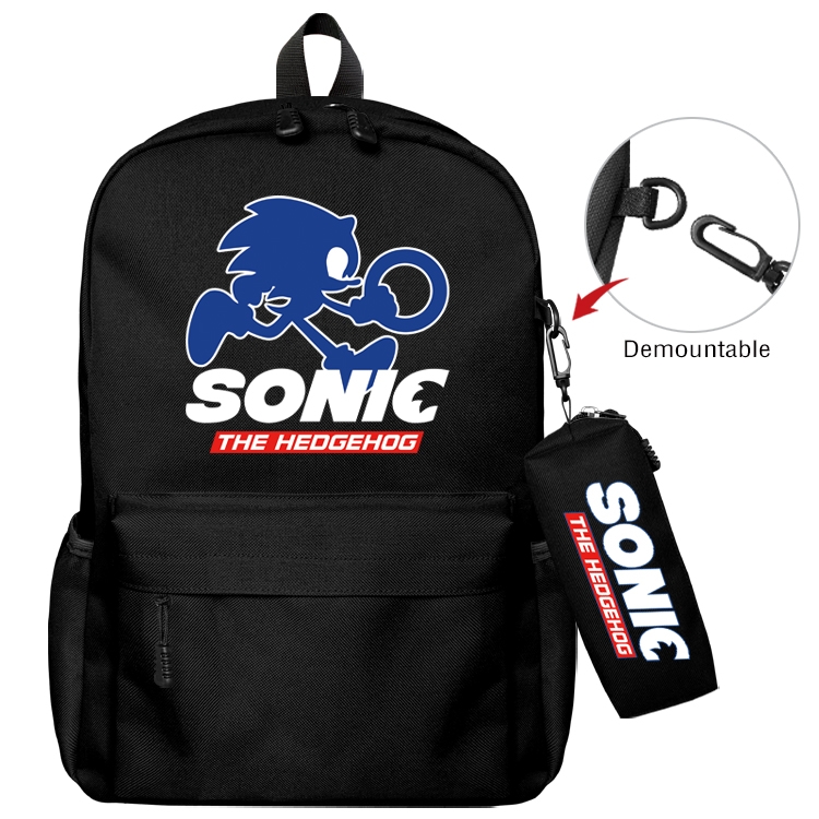 Sonic The Hedgehog Anime Backpack School Bag  Small Pencil Case Set 43X35X12CM