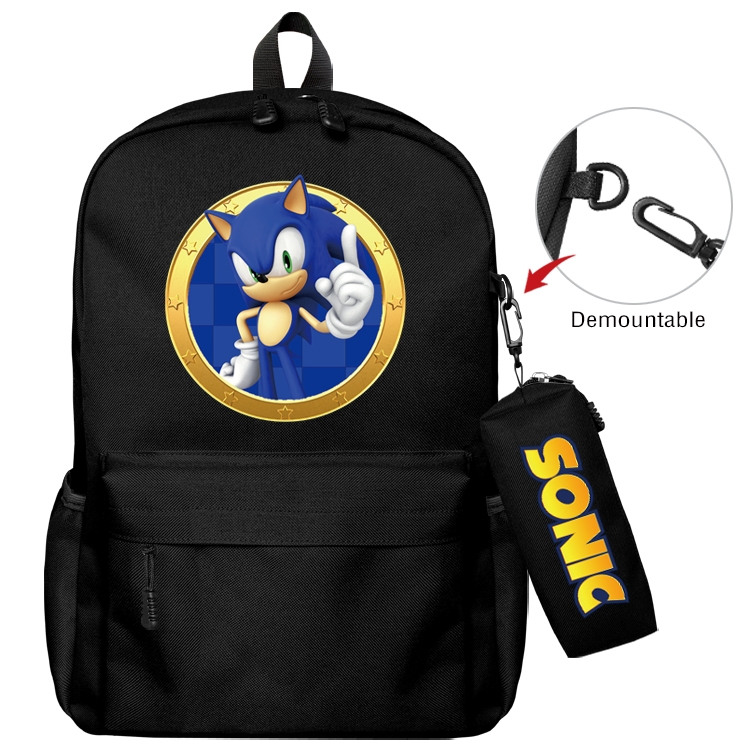 Sonic The Hedgehog Anime Backpack School Bag  Small Pencil Case Set 43X35X12CM