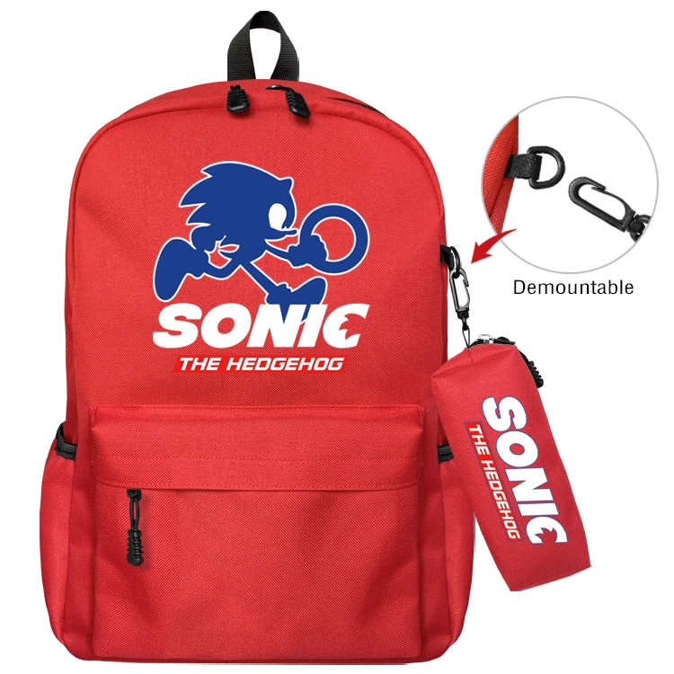 Sonic The Hedgehog Anime Backpack School Bag  Small Pencil Case Set 43X35X12CM