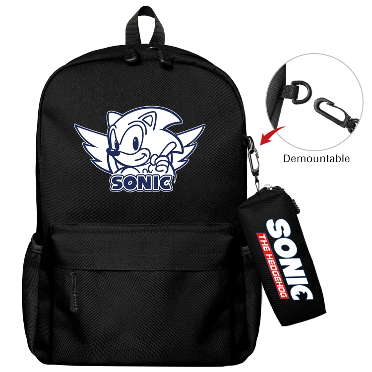 Sonic The Hedgehog Anime Backpack School Bag  Small Pencil Case Set 43X35X12CM