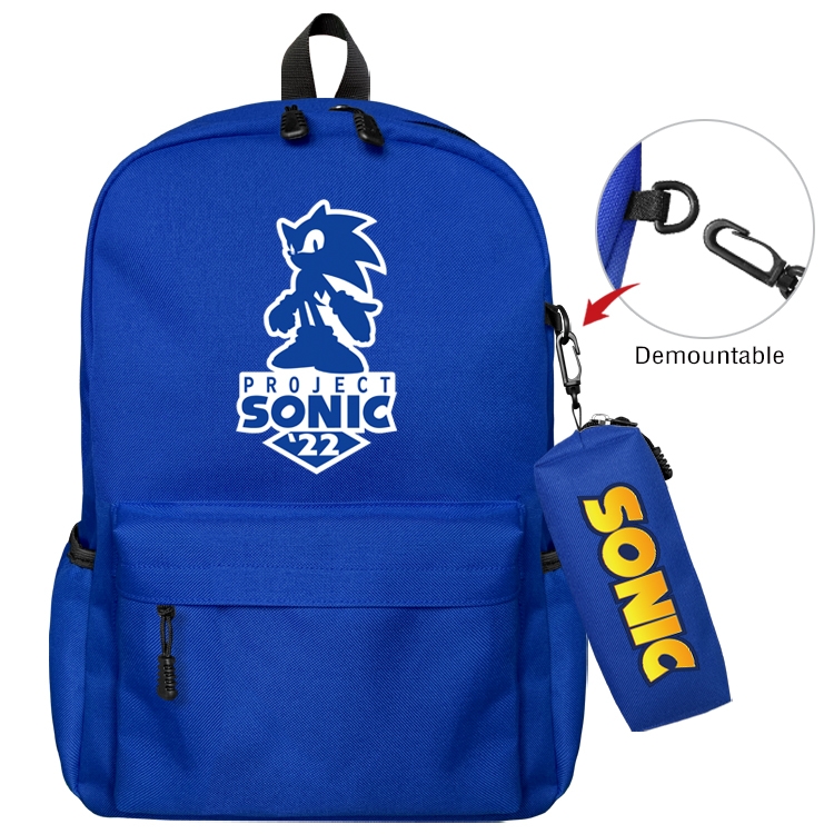 Sonic The Hedgehog Anime Backpack School Bag  Small Pencil Case Set 43X35X12CM