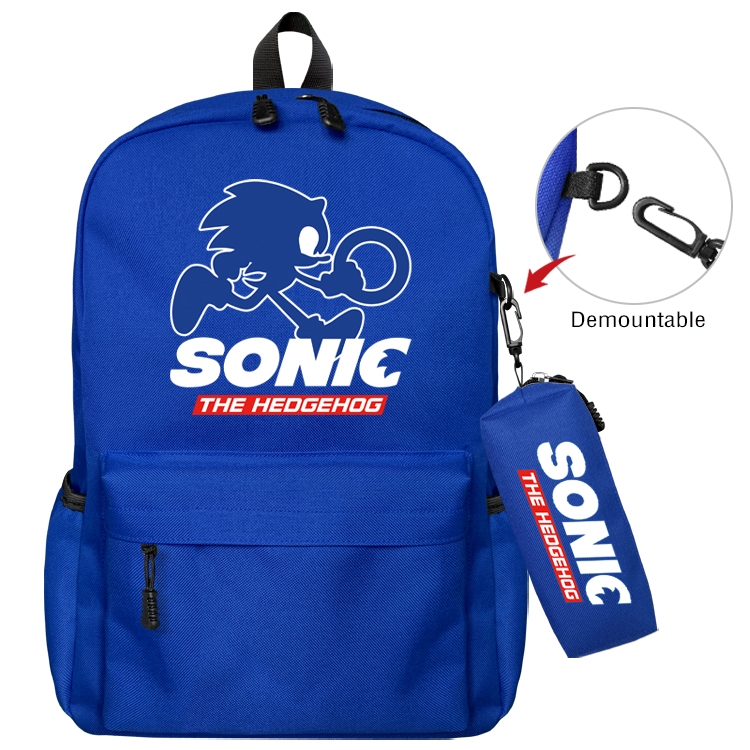 Sonic The Hedgehog Anime Backpack School Bag  Small Pencil Case Set 43X35X12CM