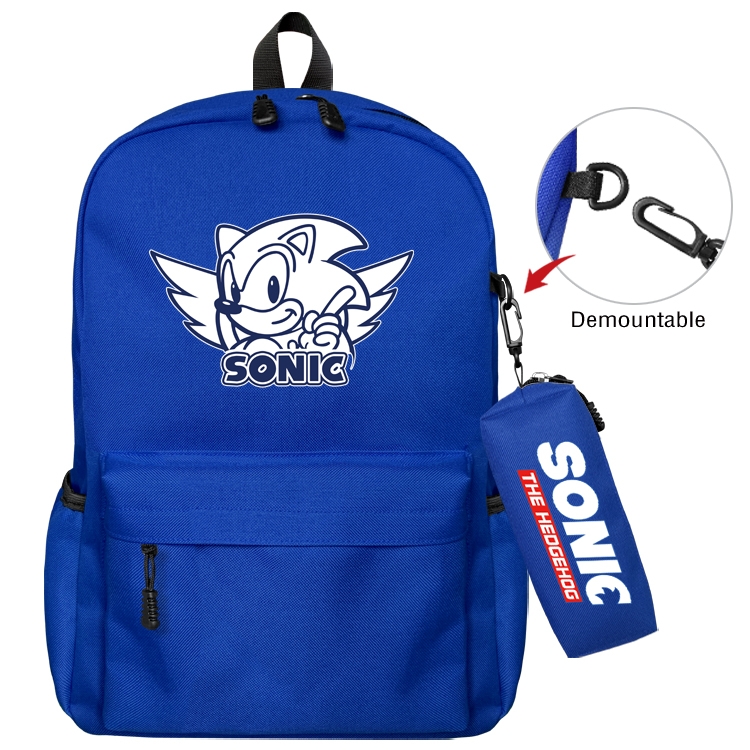 Sonic The Hedgehog Anime Backpack School Bag  Small Pencil Case Set 43X35X12CM