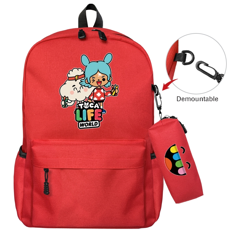 toca life world Anime Backpack School Bag  Small Pencil Case Set 43X35X12CM