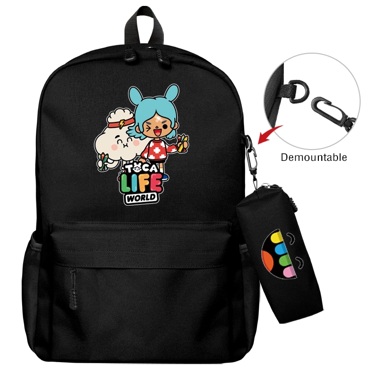 toca life world Anime Backpack School Bag  Small Pencil Case Set 43X35X12CM