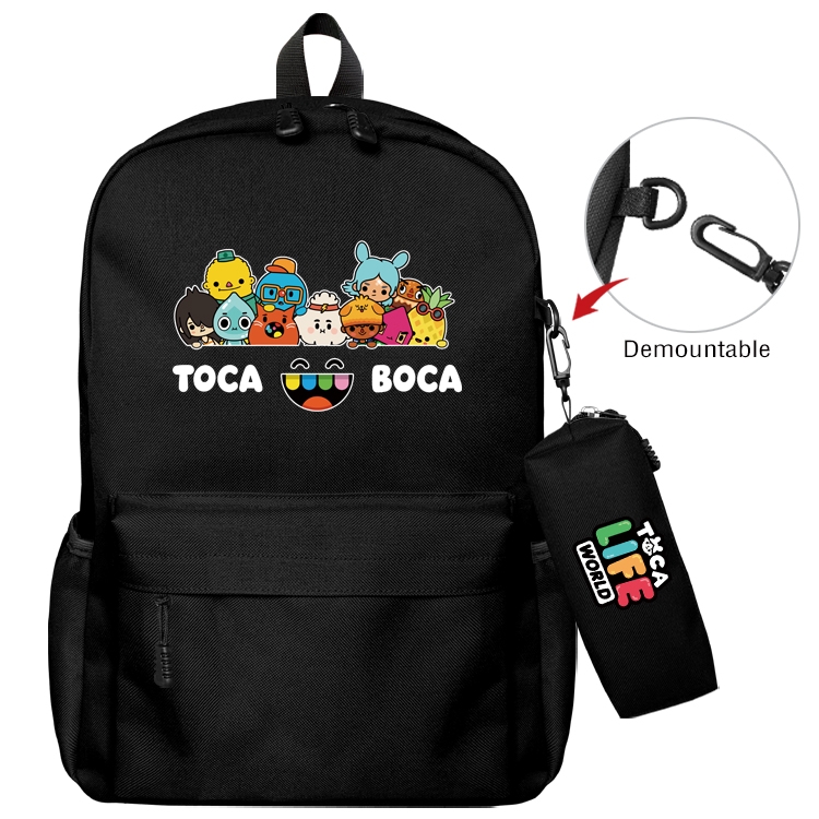 toca life world Anime Backpack School Bag  Small Pencil Case Set 43X35X12CM