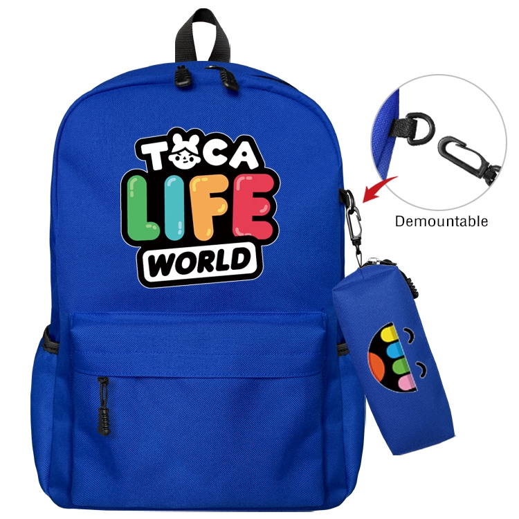 toca life world Anime Backpack School Bag  Small Pencil Case Set 43X35X12CM