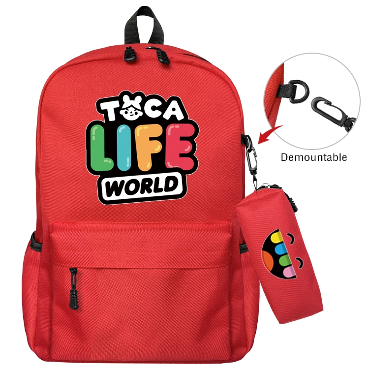 toca life world Anime Backpack School Bag  Small Pencil Case Set 43X35X12CM