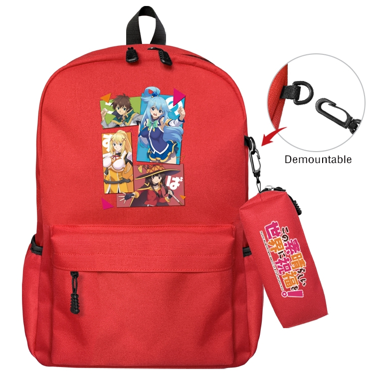 Blessings for a better world Anime Backpack School Bag  Small Pencil Case Set 43X35X12CM