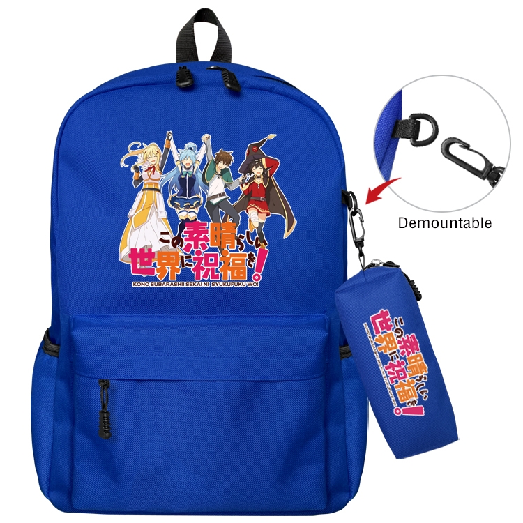 Blessings for a better world Anime Backpack School Bag  Small Pencil Case Set 43X35X12CM