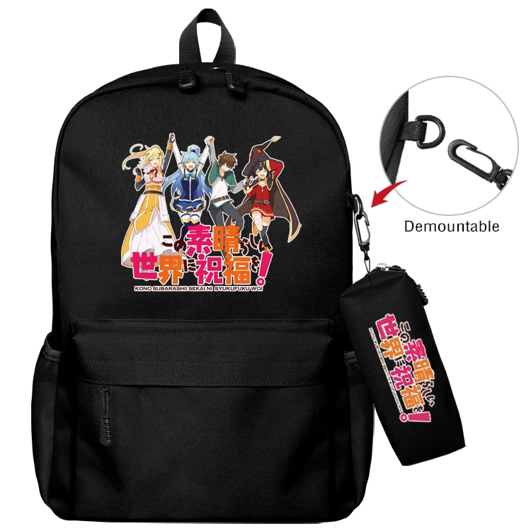 Blessings for a better world Anime Backpack School Bag  Small Pencil Case Set 43X35X12CM