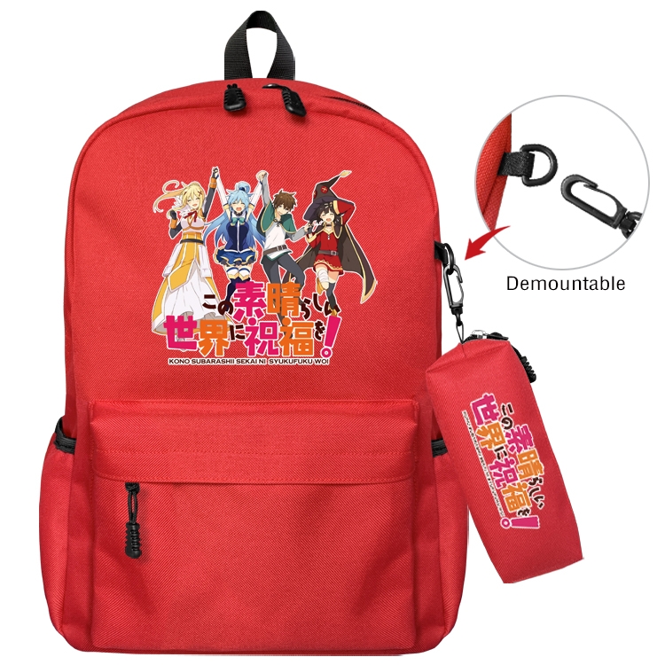 Blessings for a better world Anime Backpack School Bag  Small Pencil Case Set 43X35X12CM