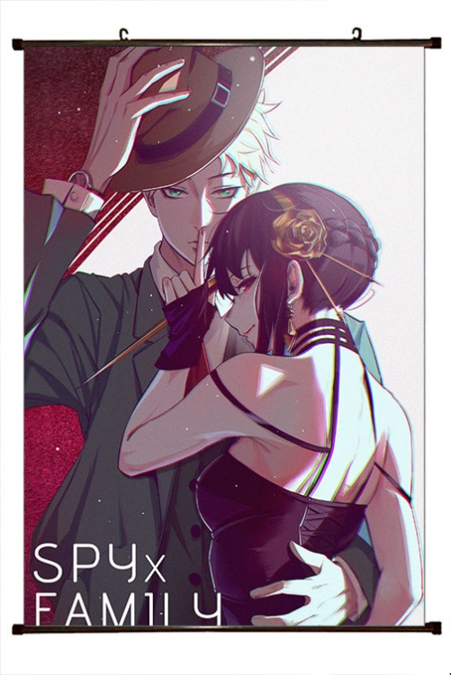 SPY×FAMILY Anime black Plastic rod Cloth painting Wall Scroll 60X90CM  J2-117