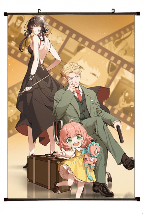 SPY×FAMILY Anime black Plastic rod Cloth painting Wall Scroll 60X90CM   J2-107