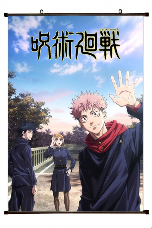 Jujutsu Kaisen Anime black Plastic rod Cloth painting Wall Scroll 60X90CM  Z3-220