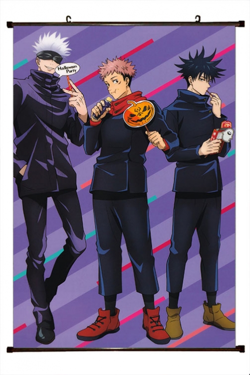 Jujutsu Kaisen Anime black Plastic rod Cloth painting Wall Scroll 60X90CM Z3-243