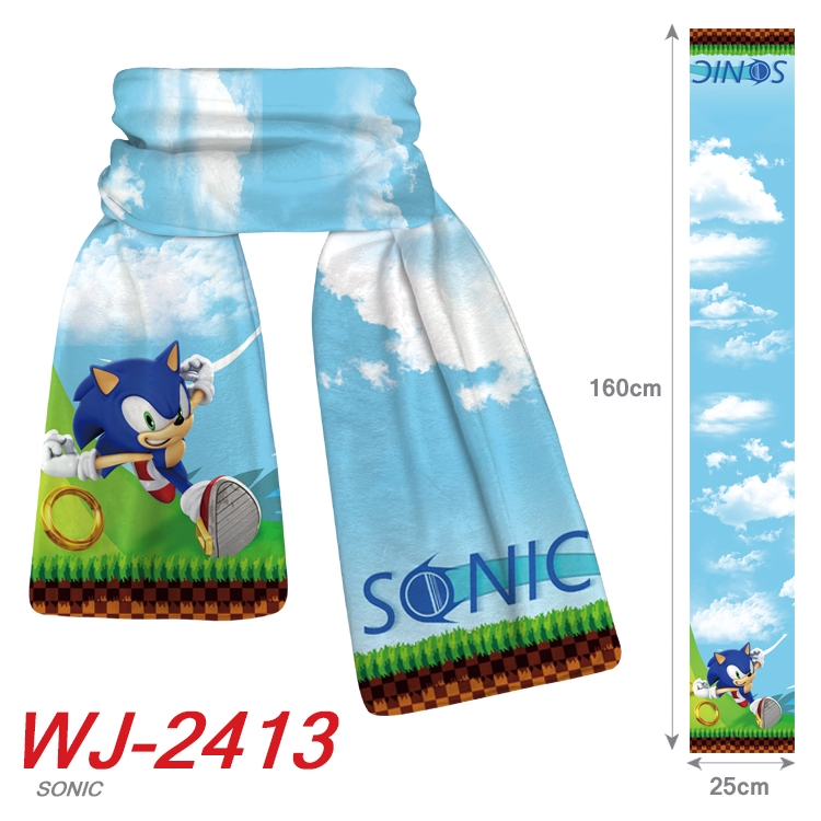 Sonic The Hedgehog Anime Plush Impression Scarf Neck 25x160cm WJ-2413